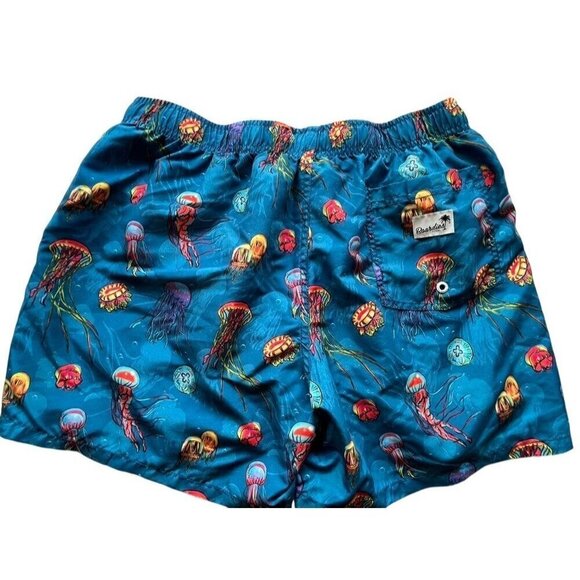 Boardies Fish Shorts M Blue Tropical Swim Trunk Jellyfish Preppy Classic Retro - Picture 10 of 12